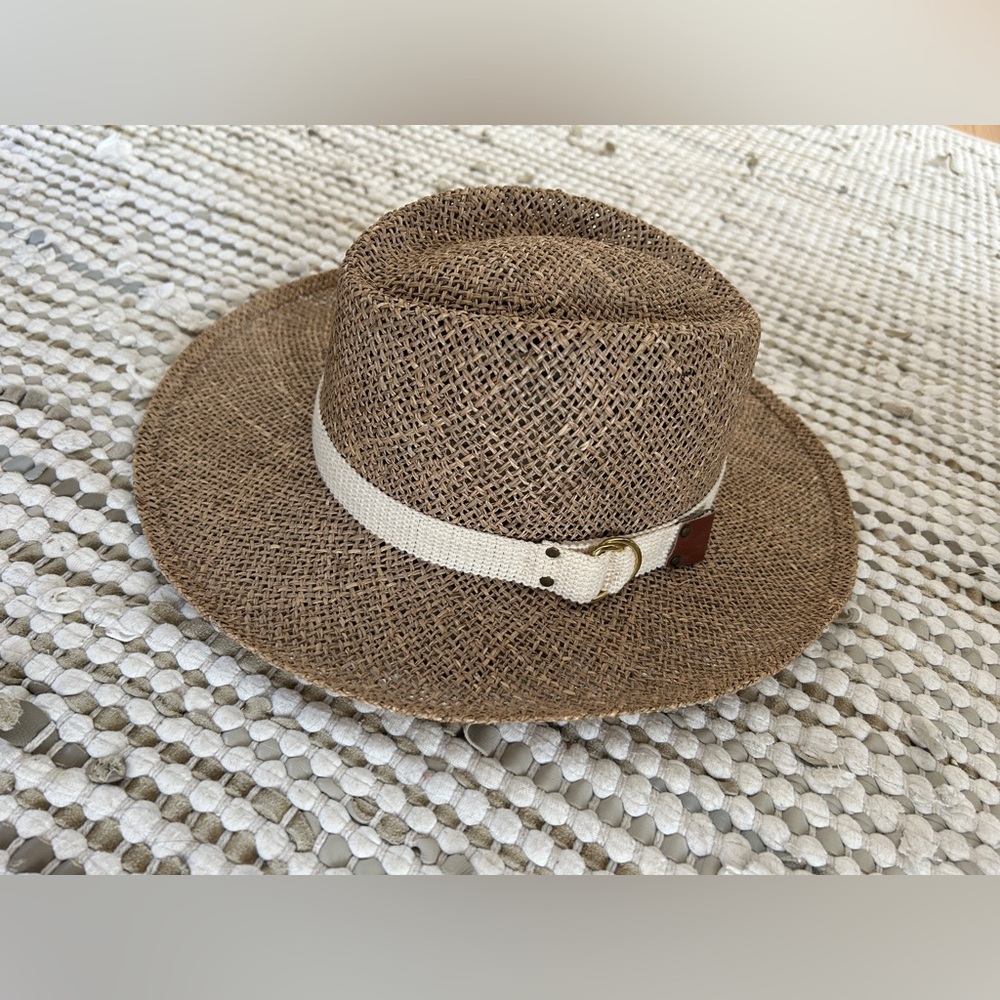 Stetson Brown Woven Straw Hat with Cream Band